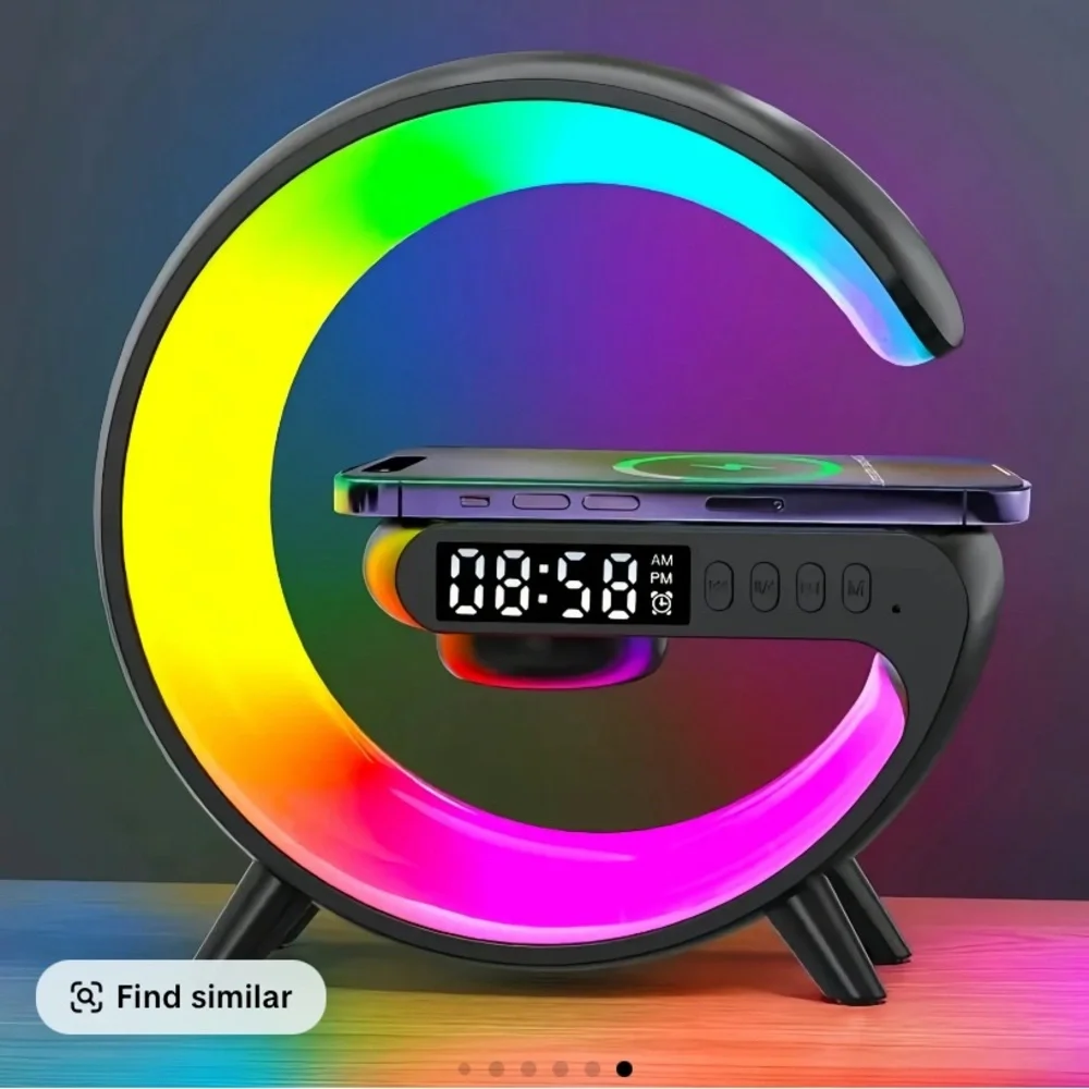 Multicolor LED Clock with Wireless Charging - Picture 1 of 10